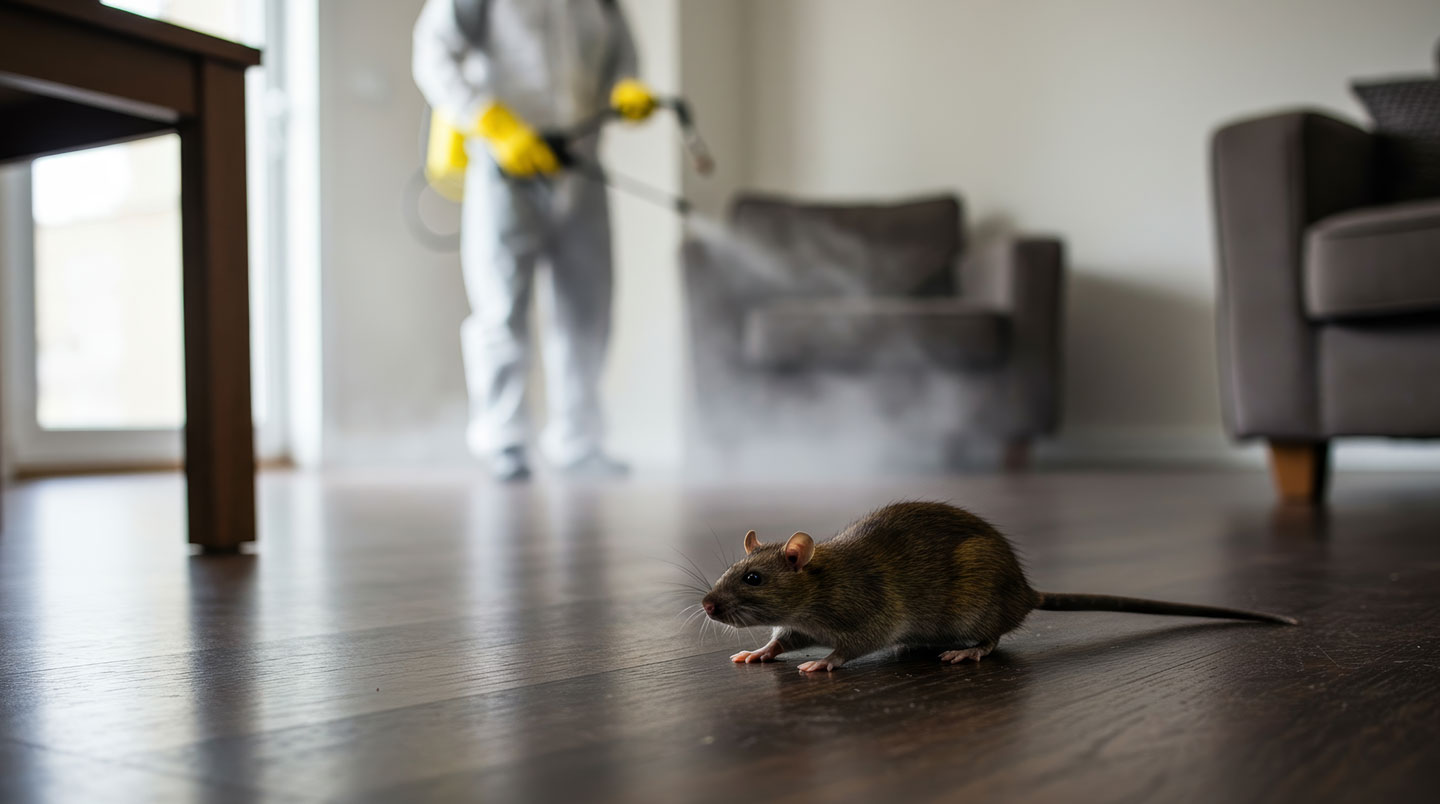 Gros plan sur des excréments de rats cylindriques noirs d'environ un centimètre sur une surface moderne claire, avec en arrière-plan flouté des traces de grignotage sur une gaine de câble électrique blanc